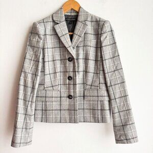 Brooks Brothers Plaid Wool Blend Grey Blue Classic Blazer 0